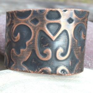 Solid Copper Regal Wide Cuff Bracelet Victorian